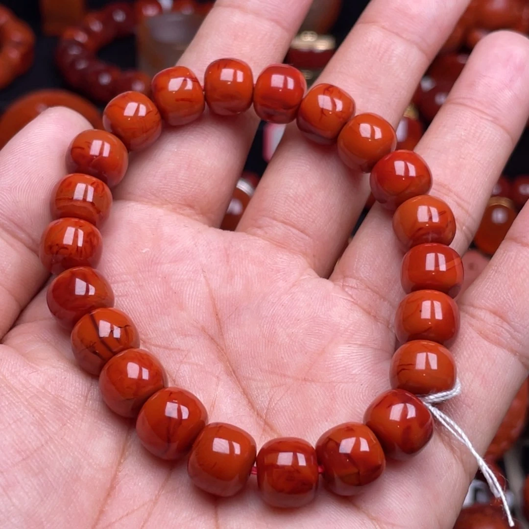 南红玛瑙珠宝奇石未镶嵌单圈10mm