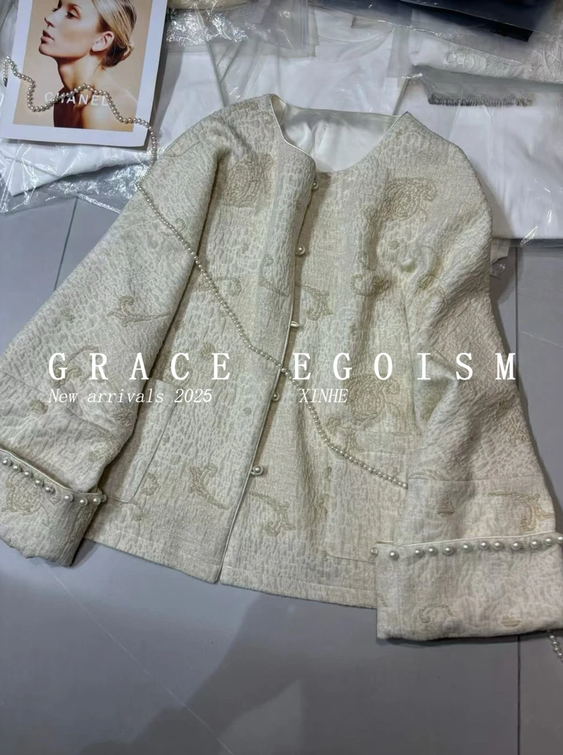 金禾【月魄衫】春季新款中式国风刺绣手工钉珠外套3040