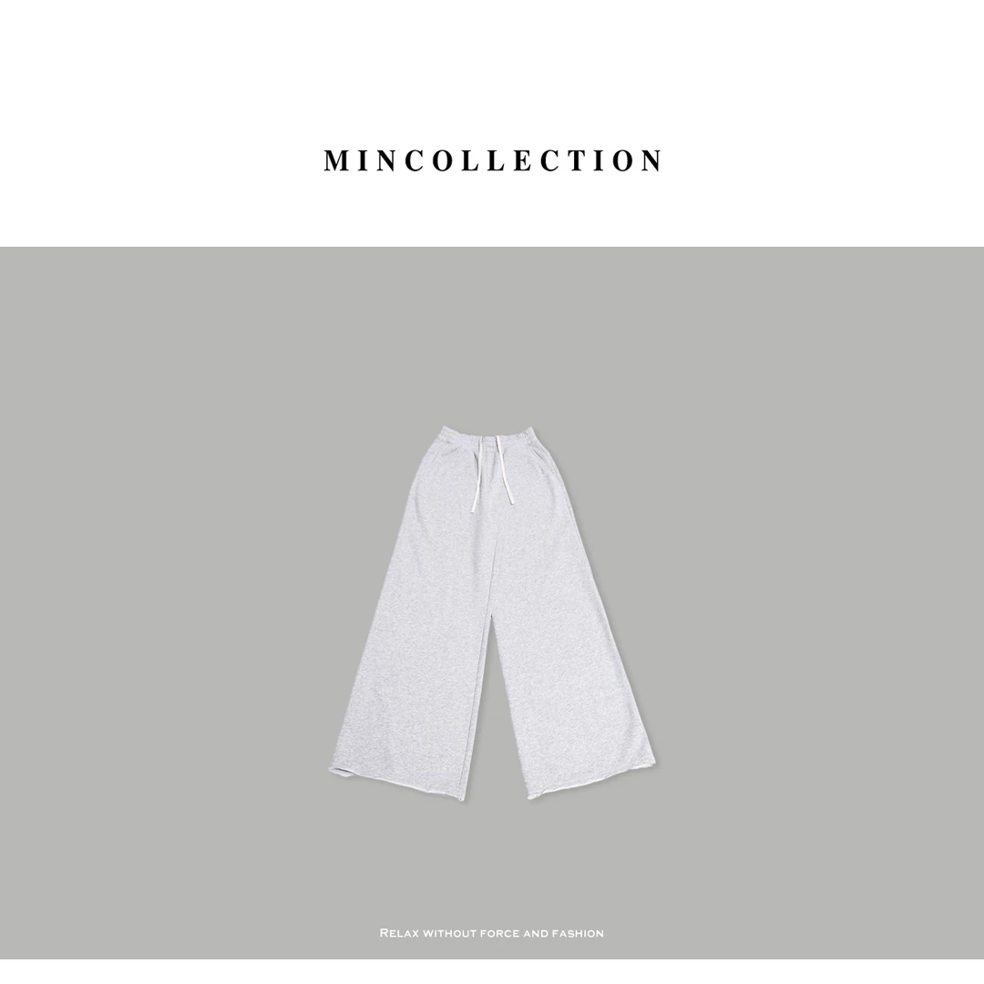 DE Mincollection毛边卫裤/编织毛圈舒适棉松紧阔腿休闲卫裤40063