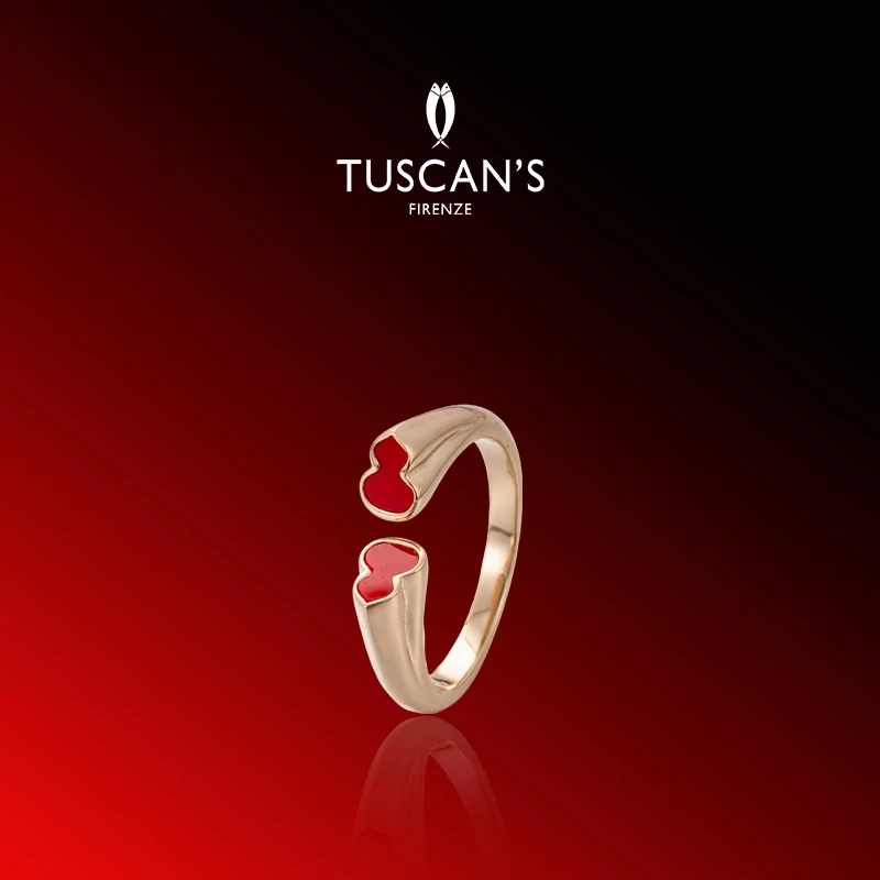 TUSCAN'S 黄铜亚克力戒指 轻奢精致简约小众小葫芦百搭开口戒指