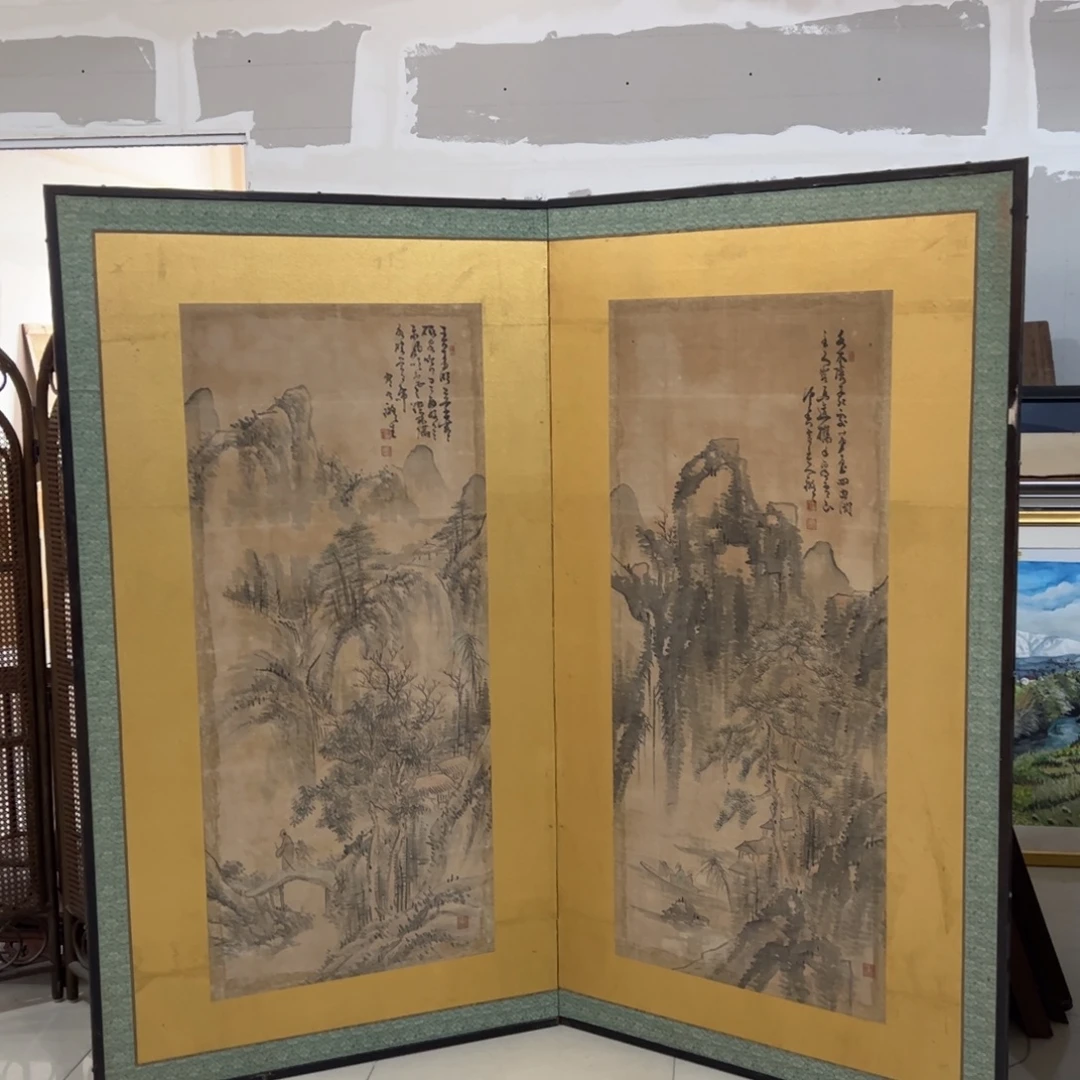 绘画屏风框画茶空间设计