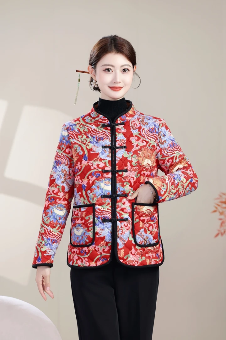 民族风棉衣棉袄保暖中老年女装花棉袄老年人妈妈装