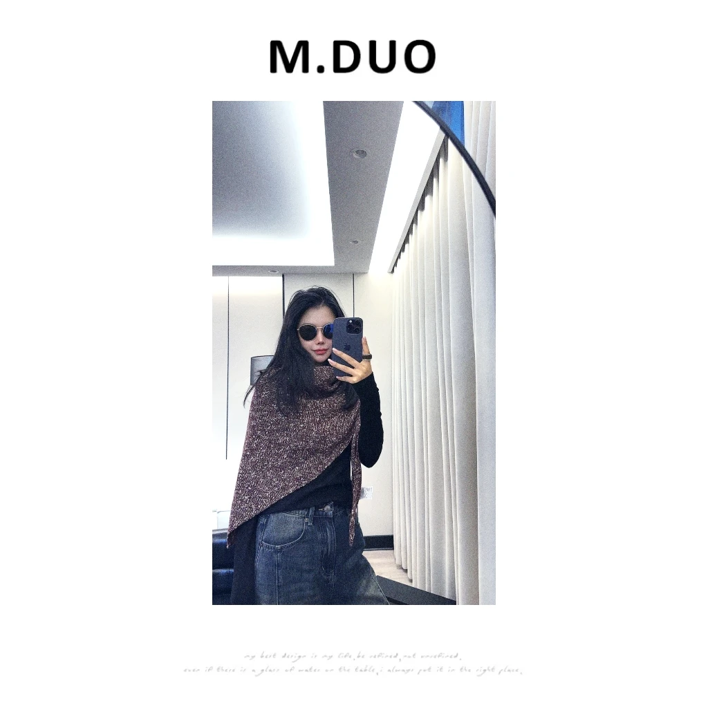 M.DUO（深圳货）早秋新款羊毛夹色时尚百搭气质三角围巾披肩3331