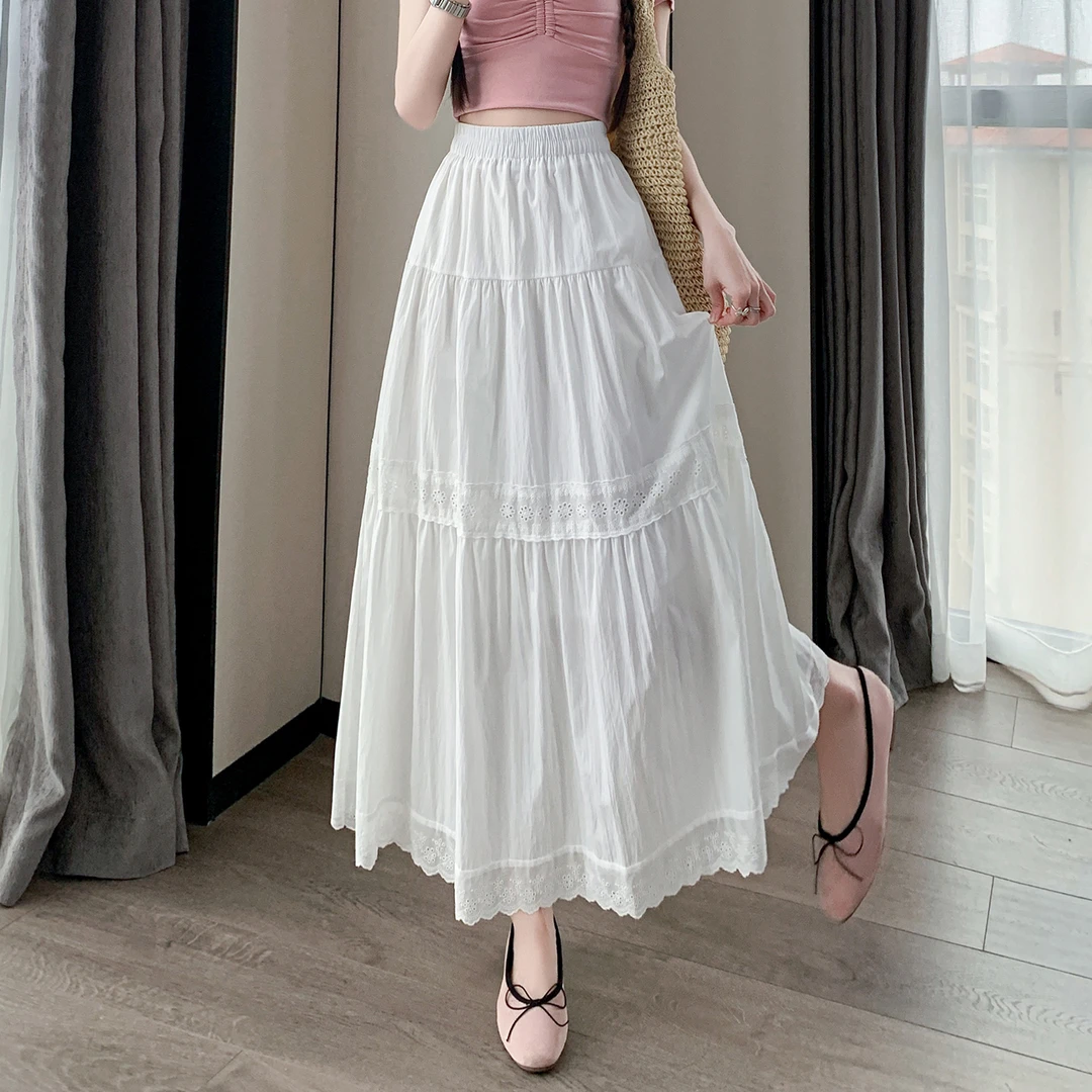 300斤胖mm大码女装蕾丝花边半身裙女高腰显瘦百搭A字大摆蛋糕裙子
