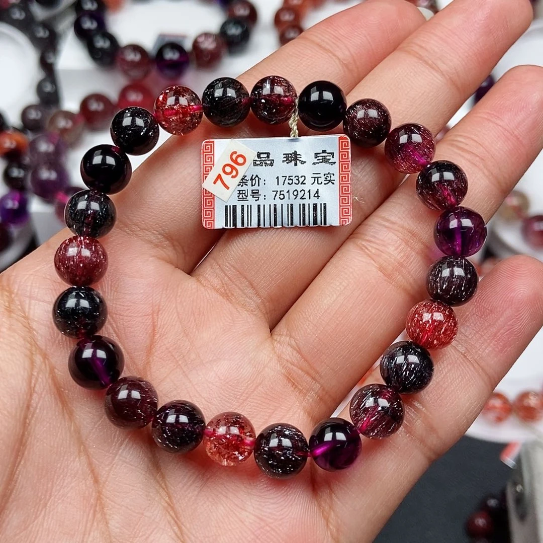 奶***烊水晶手链未镶嵌黑加仑超七7519214