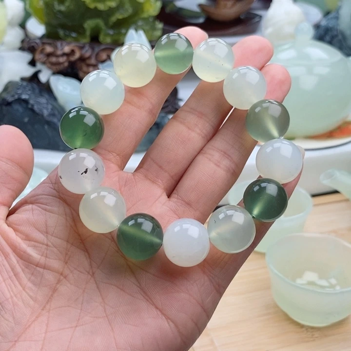 岫玉四大名玉手串未镶嵌