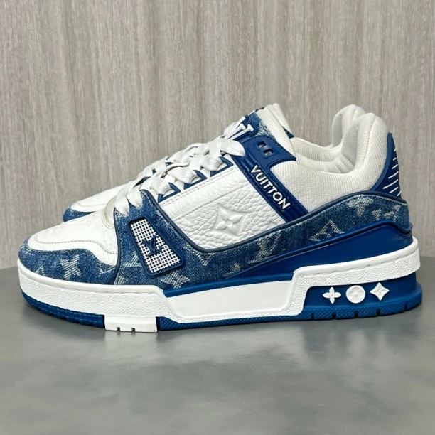 95新 LouisVuitton/路易威登 35码 trainer 蓝白牛仔 低帮板鞋