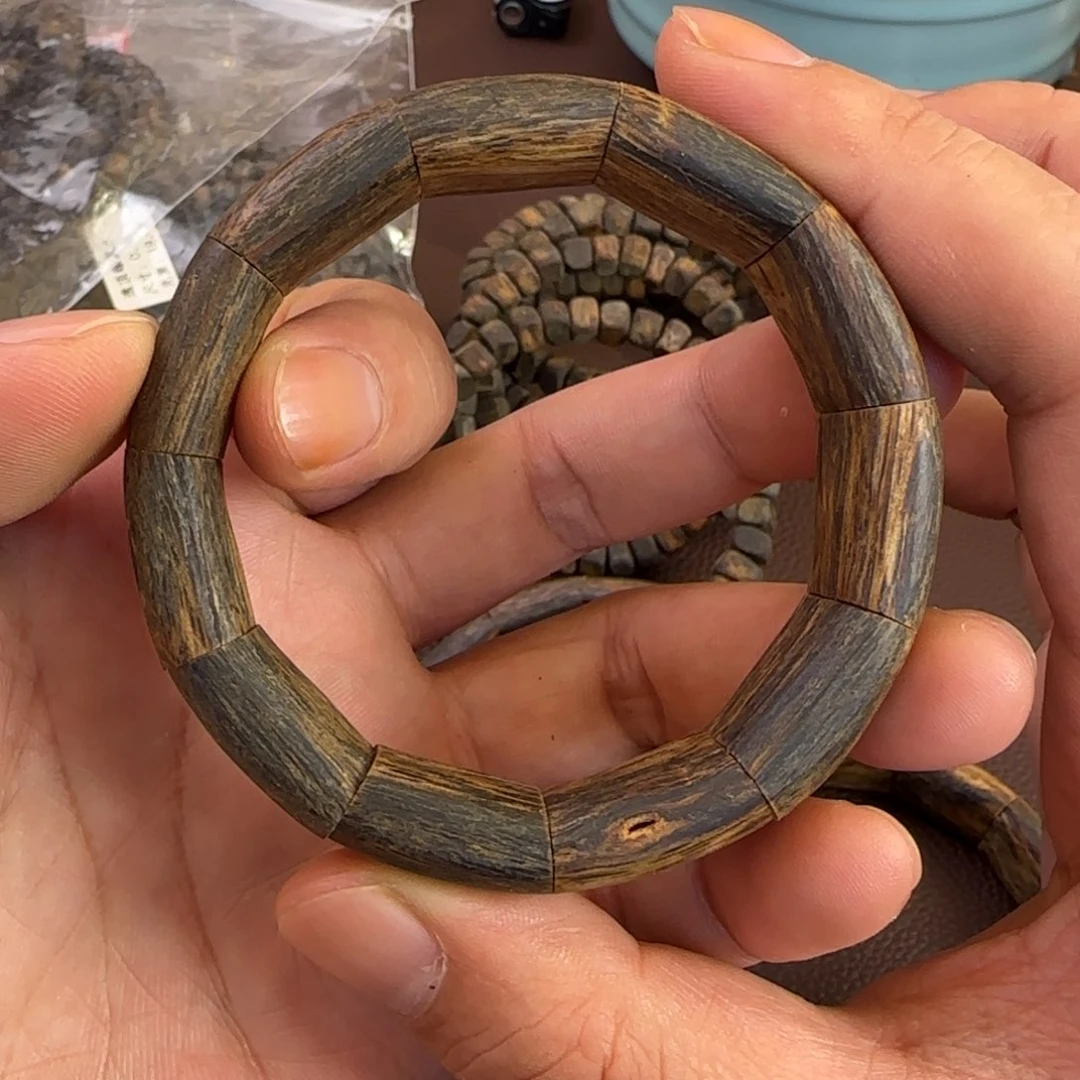 手串沉香奇楠金沙叶沉水牌珠手镯