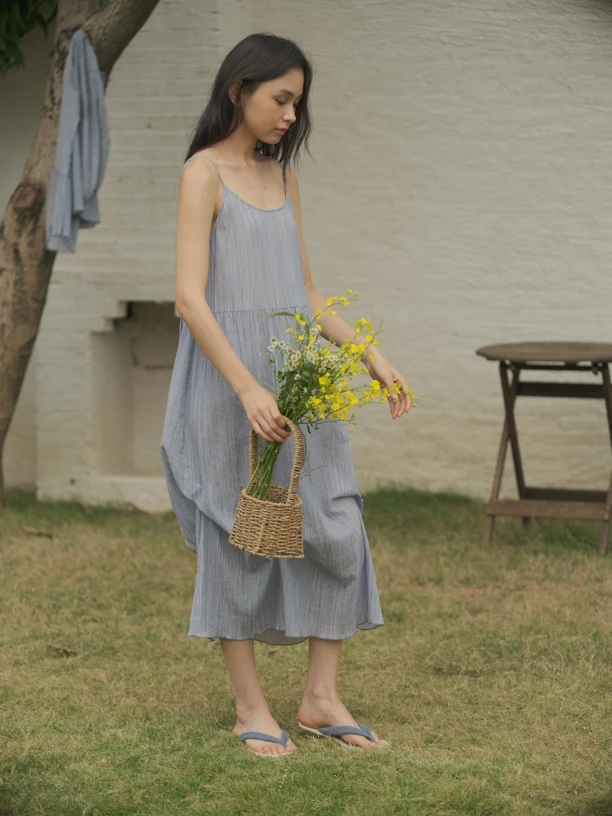 251-005朵朵可可睡衣女2025年春夏新款纯棉炒色甜美可外穿连衣裙