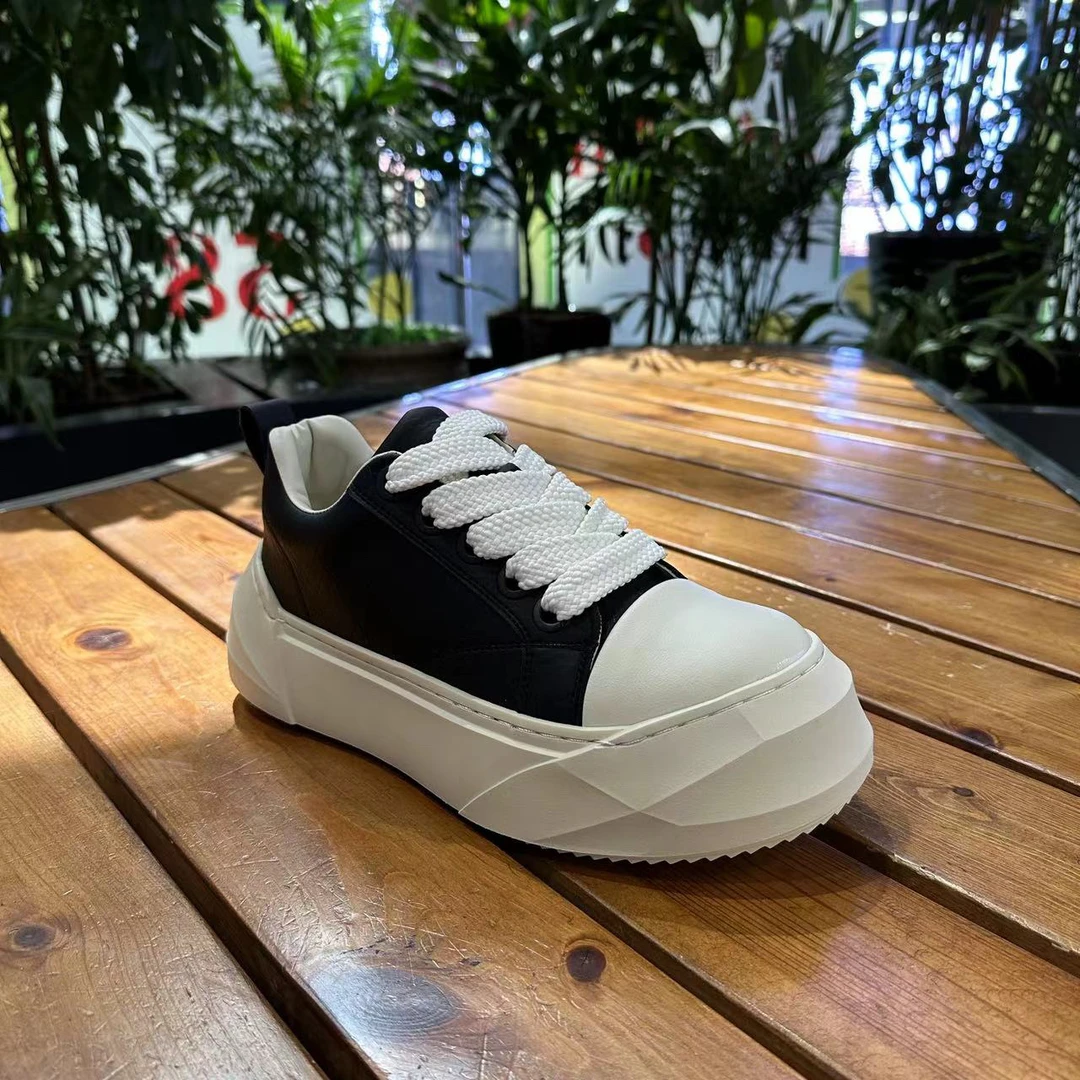 秋季厚底1318板鞋增高系带休闲板鞋黑白男士