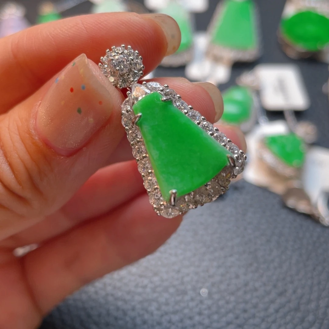 翡翠银S925镶嵌吊坠(不含链)