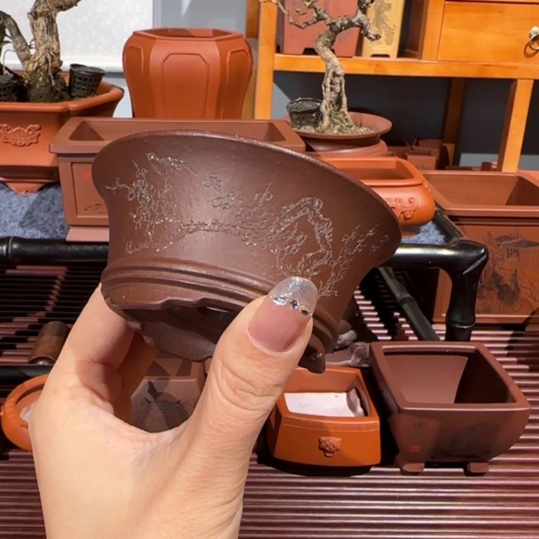 紫砂花盆半手工制作