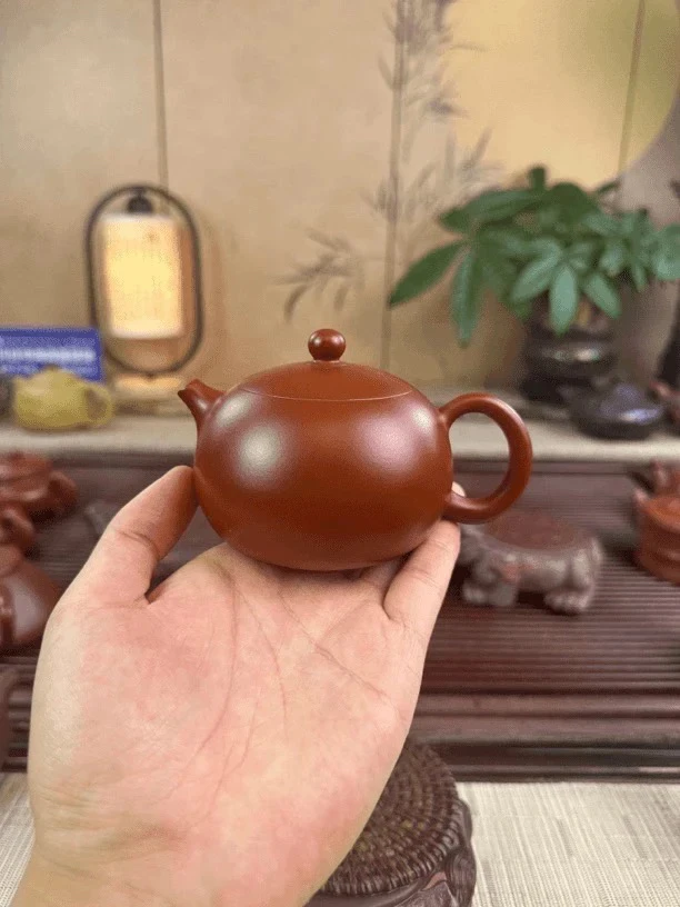 西施200cc 朱泥大红袍原矿紫砂手工茶壶