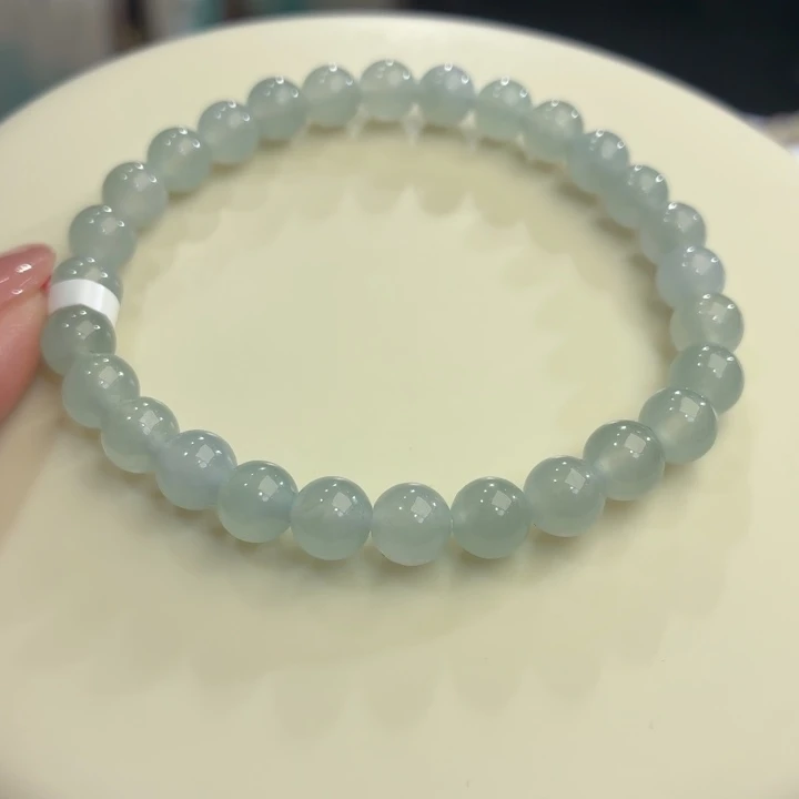 翡翠未镶嵌手链冰胶蓝紫卡6.8