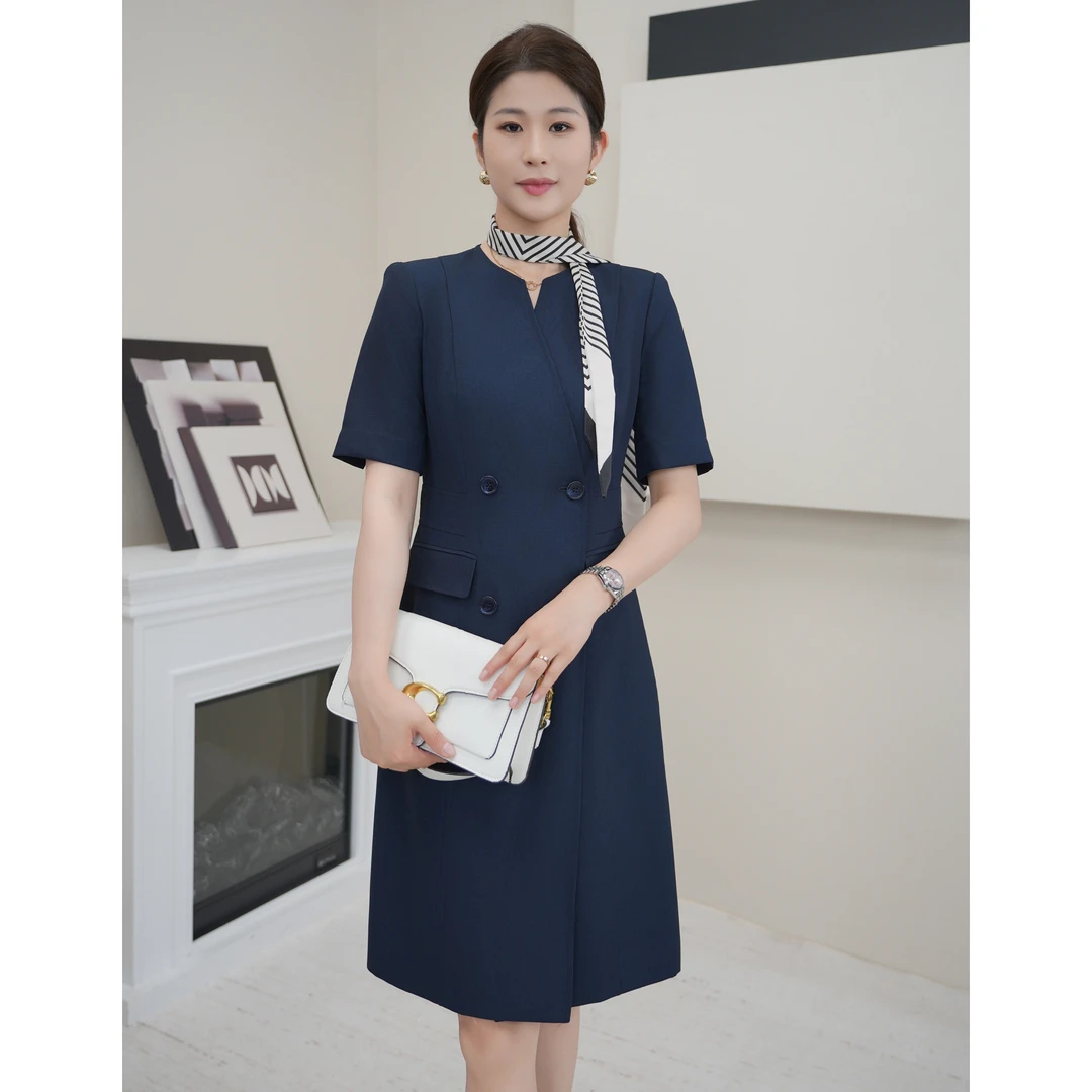 2025夏季新款连衣裙女士气质修身显瘦时尚中长西装裙通勤工作职业