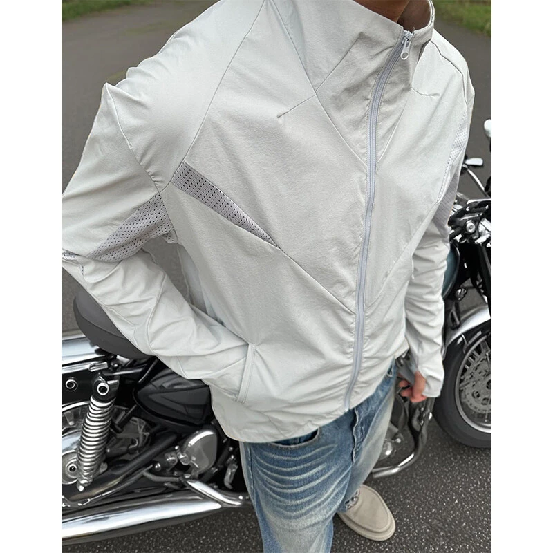 网眼速干防晒衣外套男女夏季美式立领休闲跑步运动轻量薄款防晒服