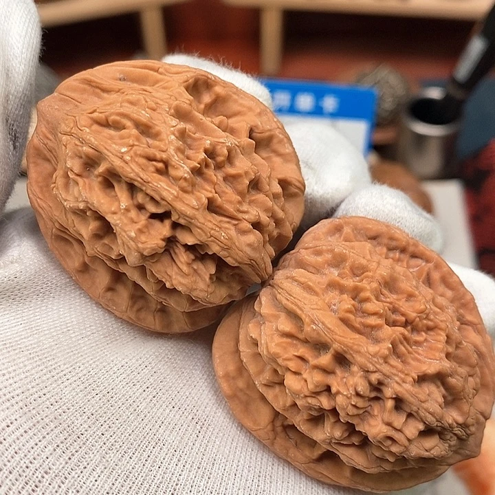 吊坠文玩核桃42全品货头山地红皮一比一原桩麦穗虎头