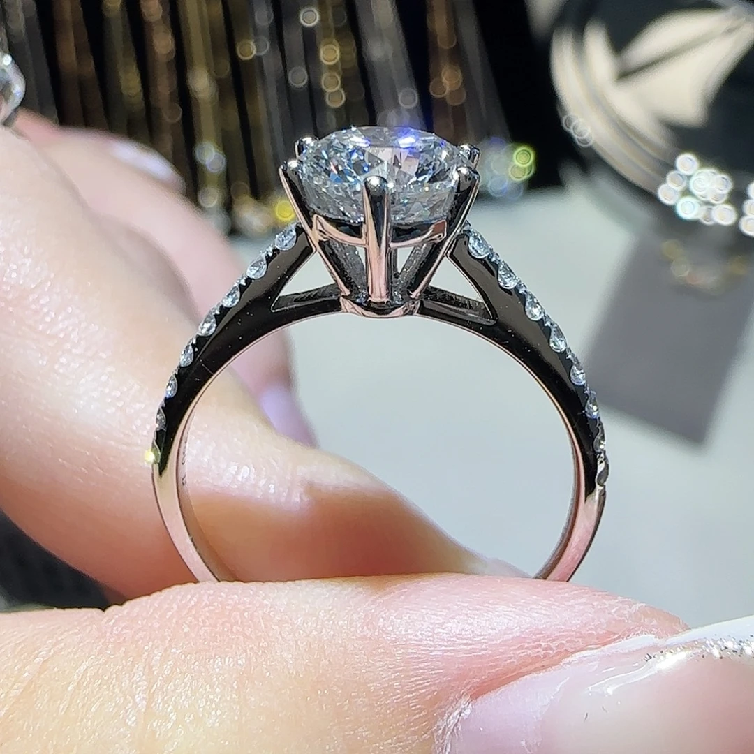 实验室培育钻石铂Pt950镶嵌星光白月光1卡11-17