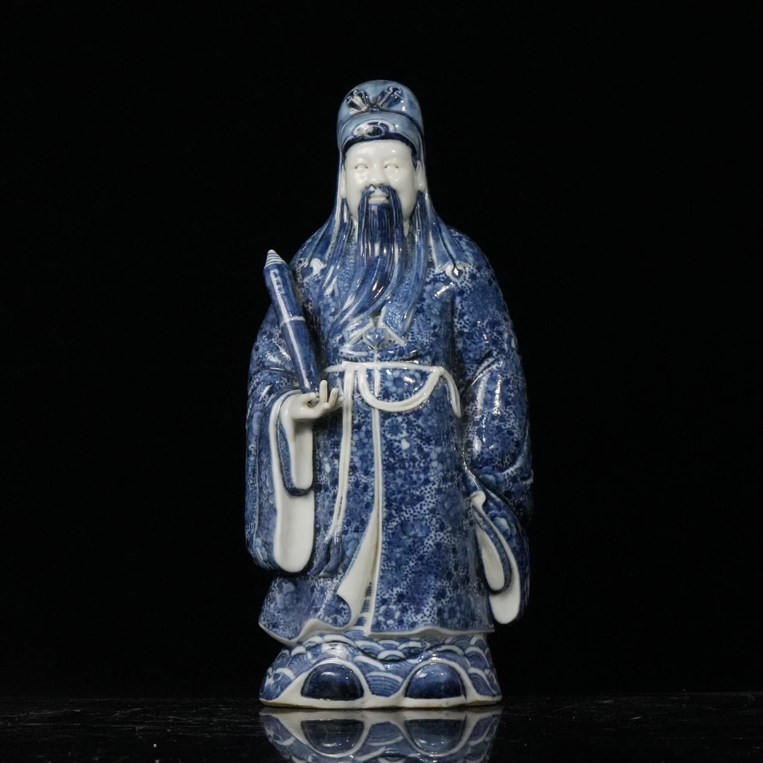 lot16128 6288 清晚期 青花文官造像 H:23.8