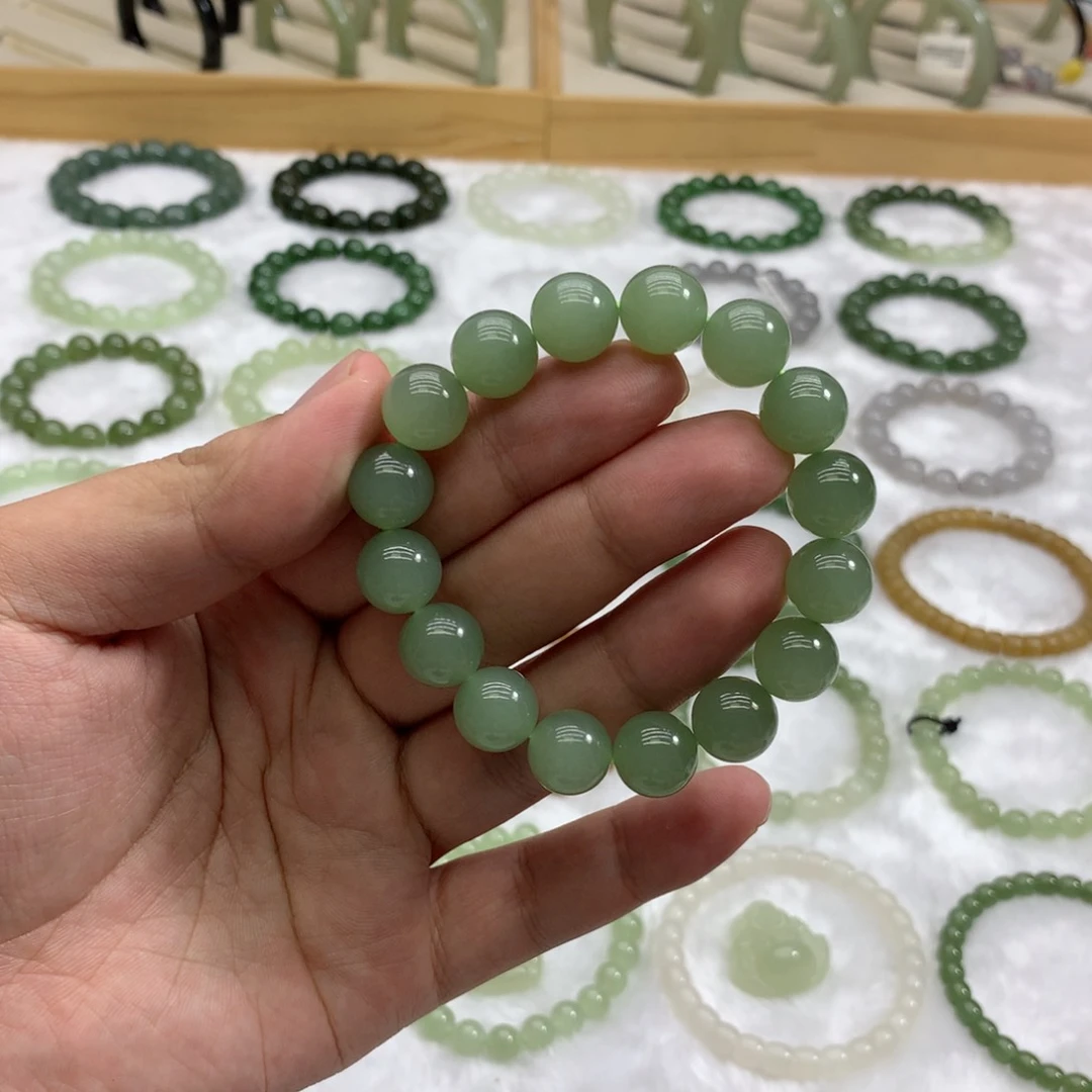 未镶嵌手串和田玉（冰晴绿12）