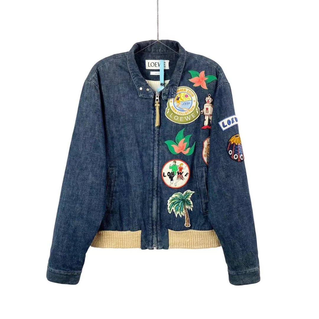 99新 LOEWE/罗意威 bb一二二七 棉 印花牛仔外套 50码