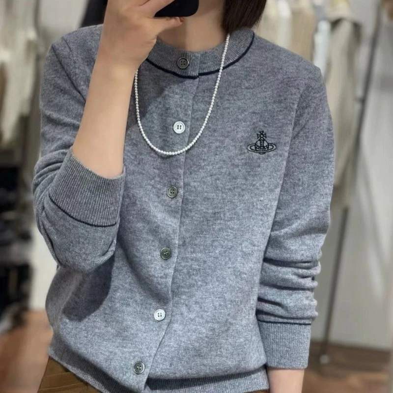 圆领纯羊毛开衫长袖拼色大码针织打底衫韩版百搭春秋毛衣新款上衣