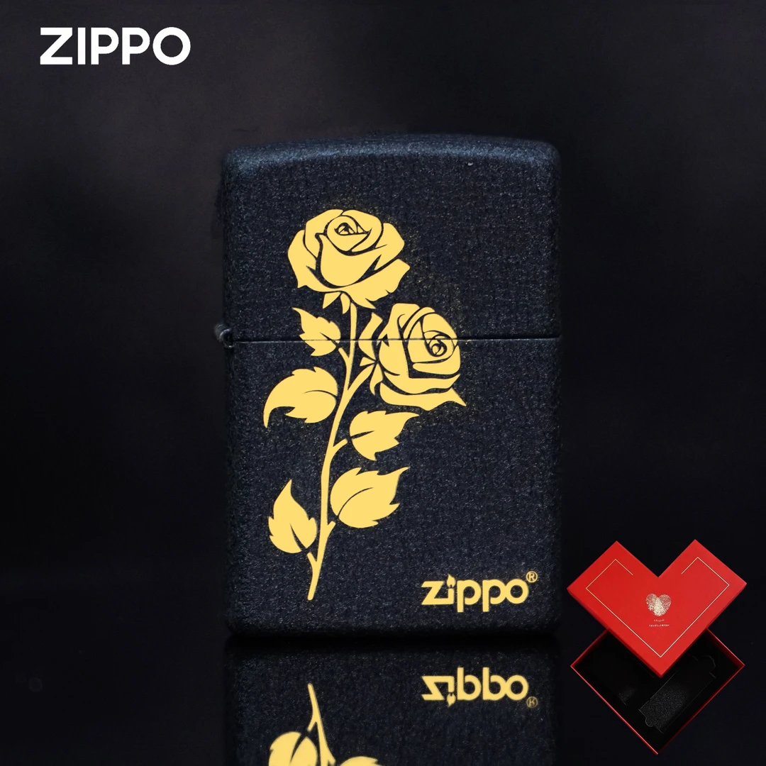 ZIPPO/之宝热恋玫瑰 黑裂漆恋人七夕情人节送礼打火机磨砂刻字