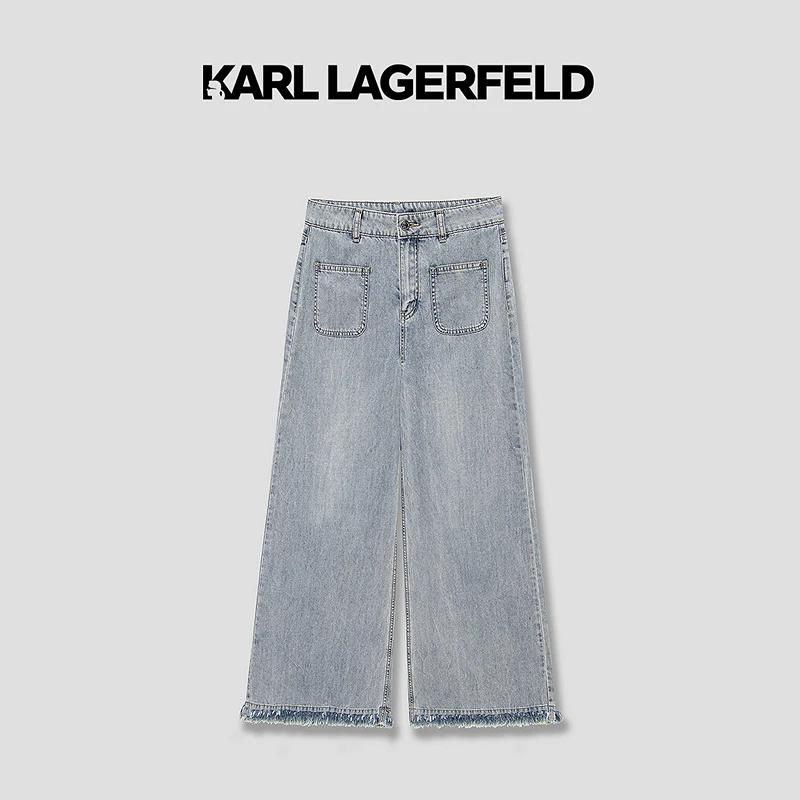 Z052【赵老板专属】KARLLAGERFELD夏季新款毛边阔腿裤M22E1125