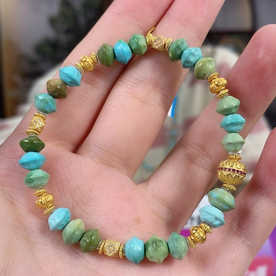 绿松石银S925镀金镶嵌珠宝奇石