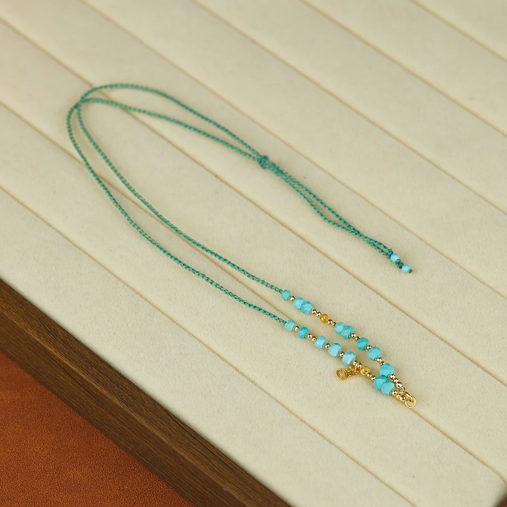 『乐小福珠宝』吉字*18K金绿松石项链