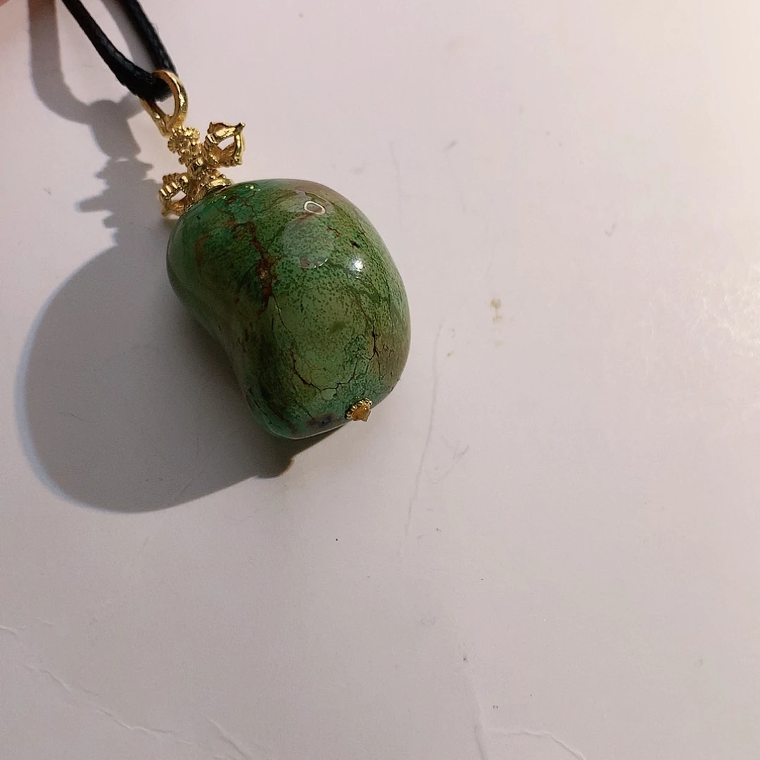 绿松石18K金镶嵌吊坠(不含链)松石吊坠