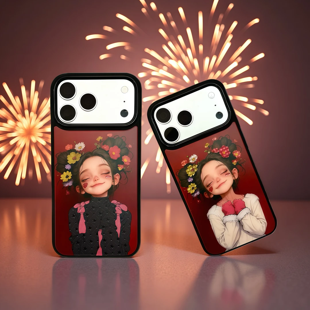 轻薄抗摔鎏金适用于苹果17promax/16/15丸子头女孩磁吸磨砂手机壳