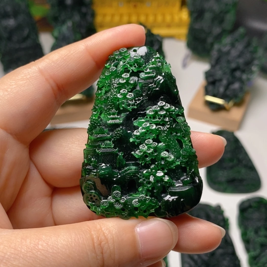 未镶嵌定制翡翠山水