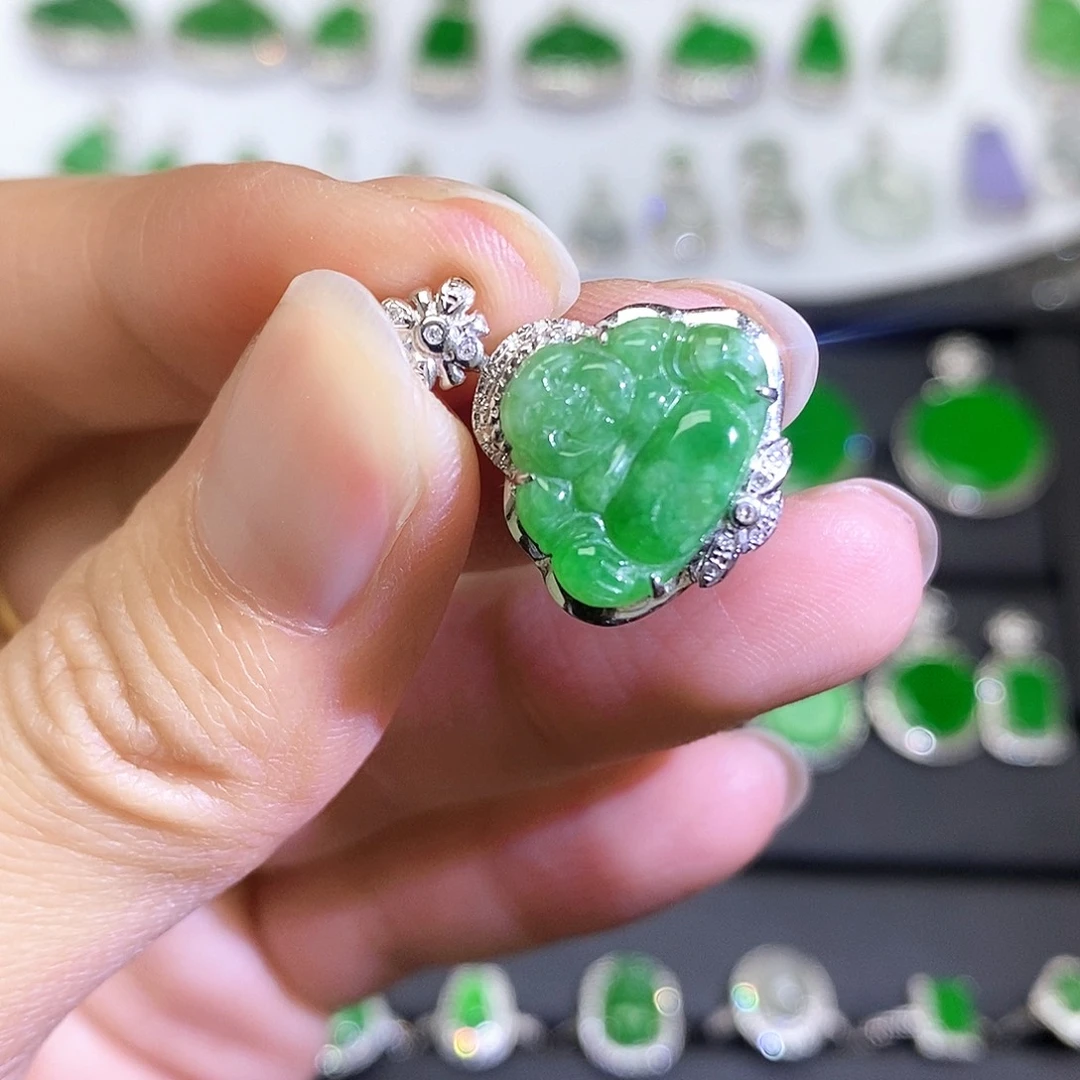 翡翠18K金镶嵌吊坠(不含链)