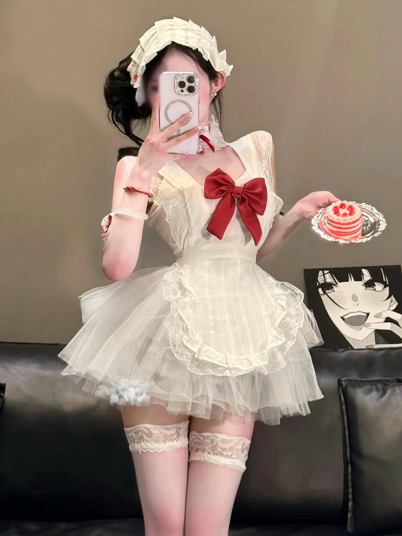 【奶油小蛋糕】纯欲甜妹女仆蕾丝花边围裙