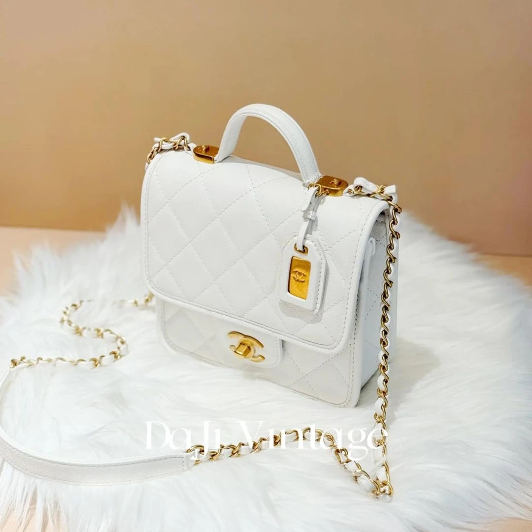99新 Chanel/香奈儿 大吉中古/Chanel香奈儿22k徽标白金邮差豆腐