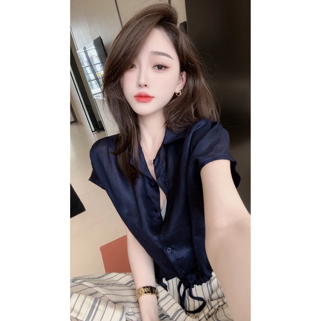 【CHEN】港风气质减龄凉感苎麻短袖上衣女X24525