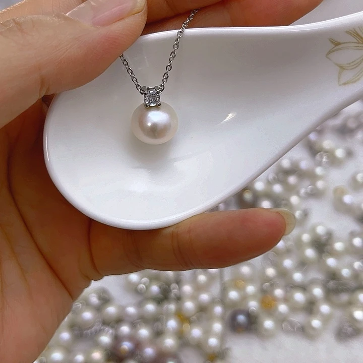 合金淡水珍珠白珠银色戴妃