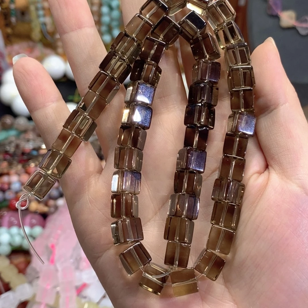 艾****未镶嵌玛瑙/玉髓珠宝半成品茶晶方糖一条卡8mm