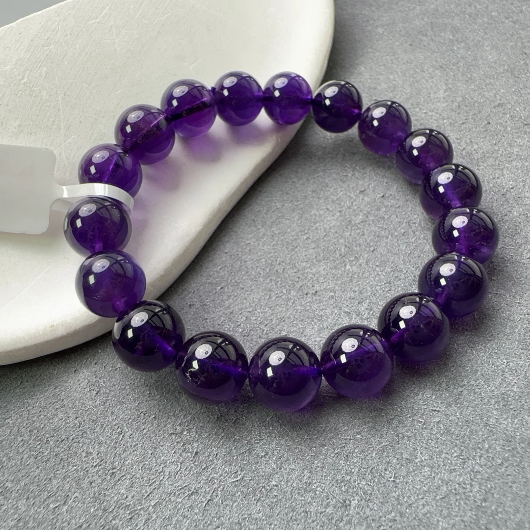 精品级紫水晶圆珠手串10.5-11mm