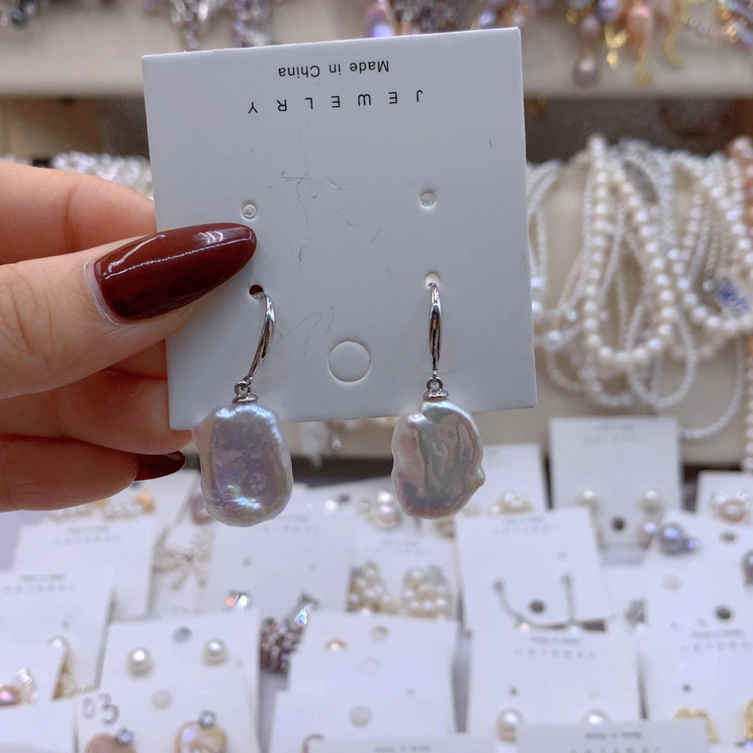 淡水珍珠耳饰银S925镶嵌