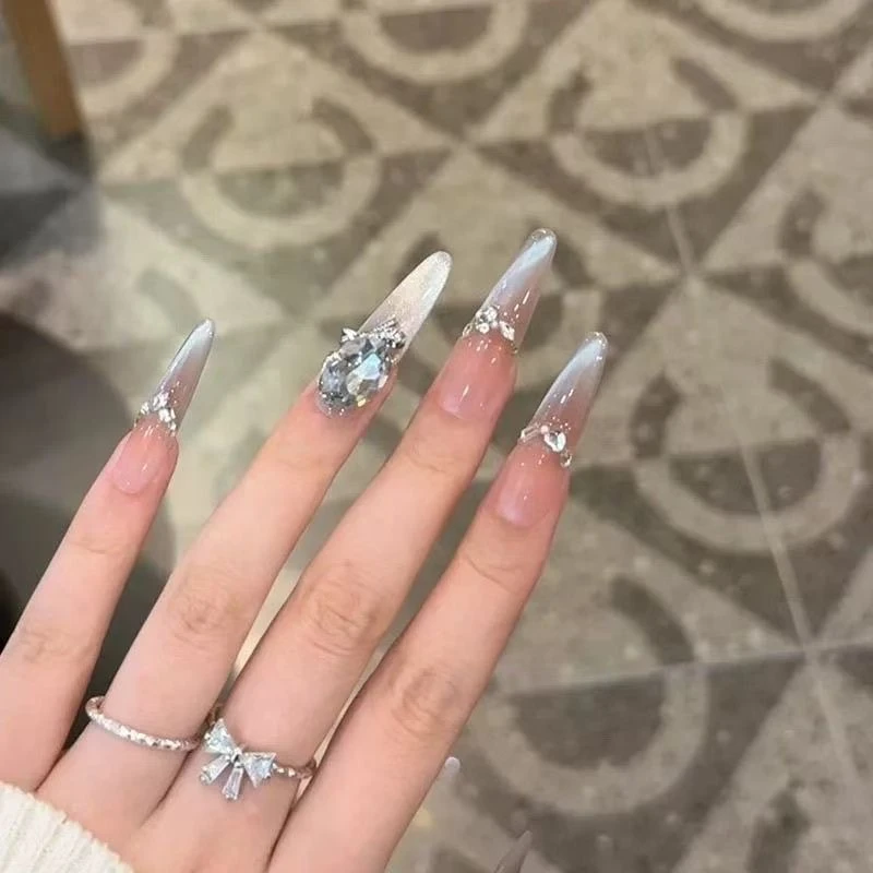 【雾松】手工穿戴甲新款高级感美甲爆款显白网红中长款美甲穿戴甲片