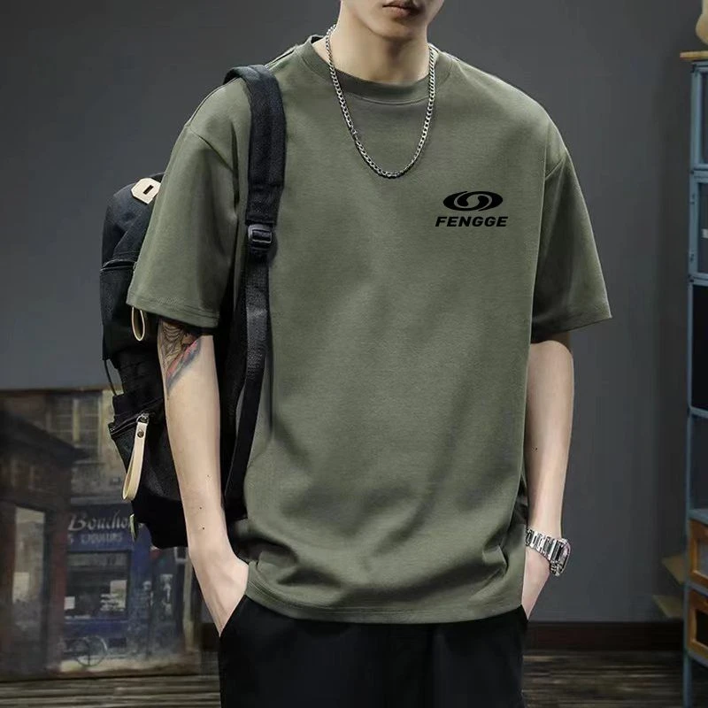 重磅T恤上衣美式短袖男士纯棉圆领潮流印花潮牌夏季半袖宽松体恤