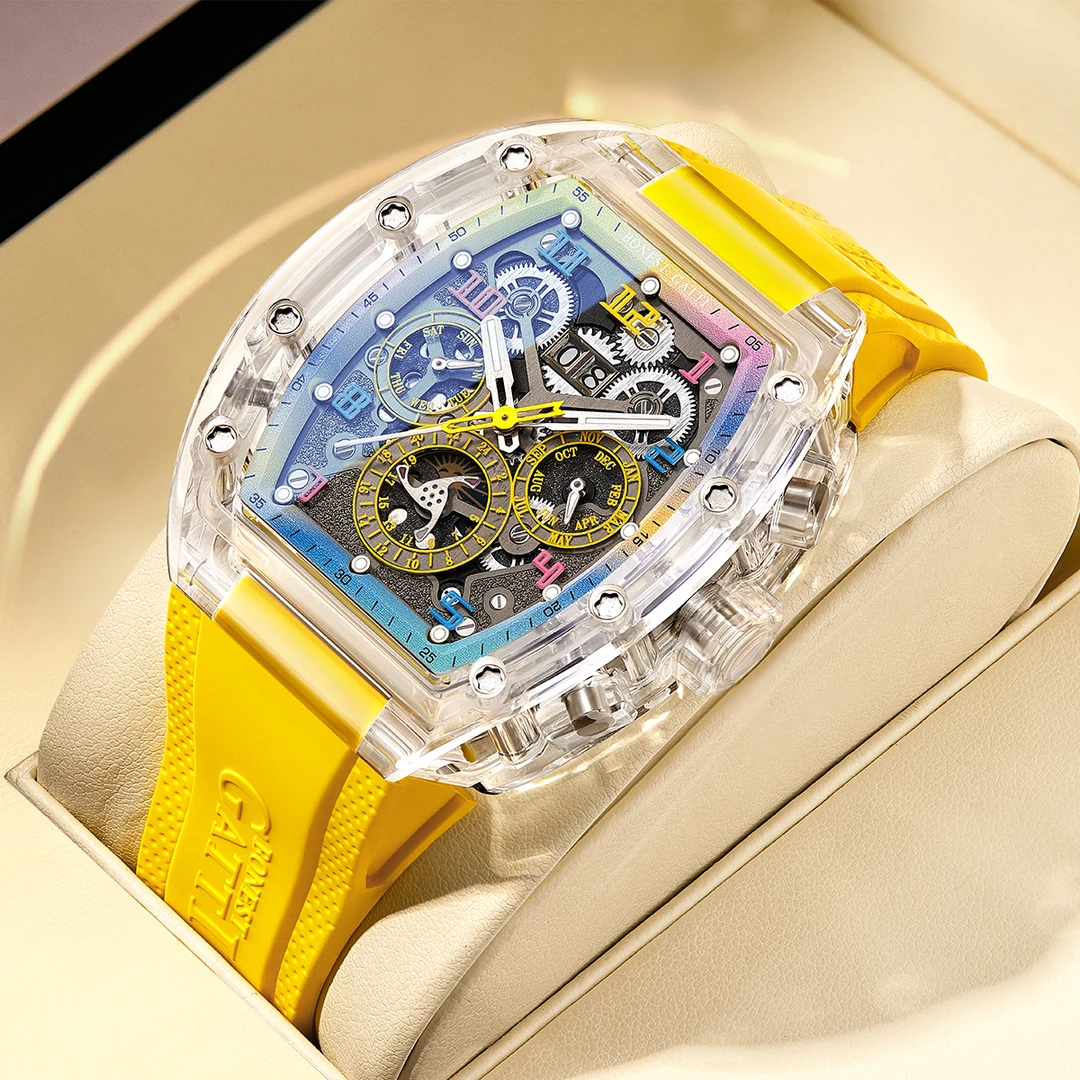 驱凤竞速BG6006限量版男款全自动机械表【黄色】