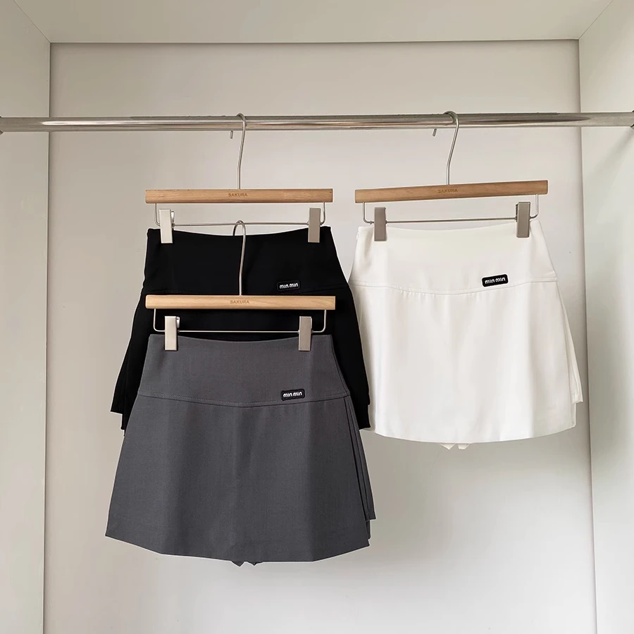 2025年夏季新款韩系休闲气质时尚学院风百搭裙裤高腰修身A字裙女