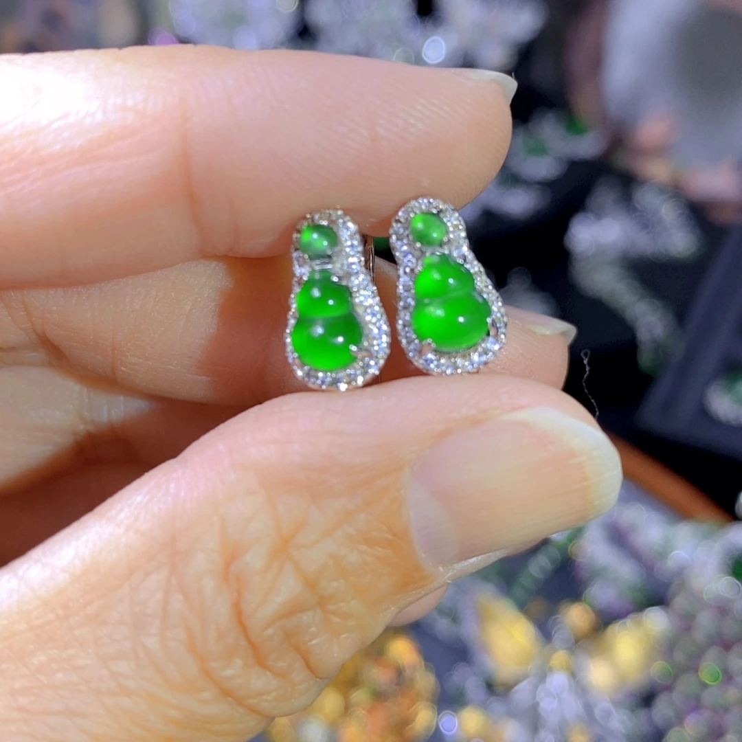 翡翠戒指银S925镶嵌天然翡翠