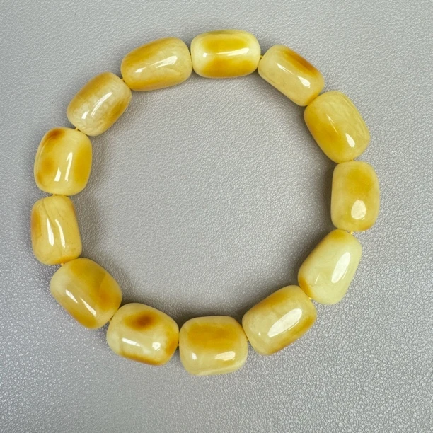 13毫米25.79克天然蜜蜡随形手串海飘原石男女时尚款黄色琥珀珠宝