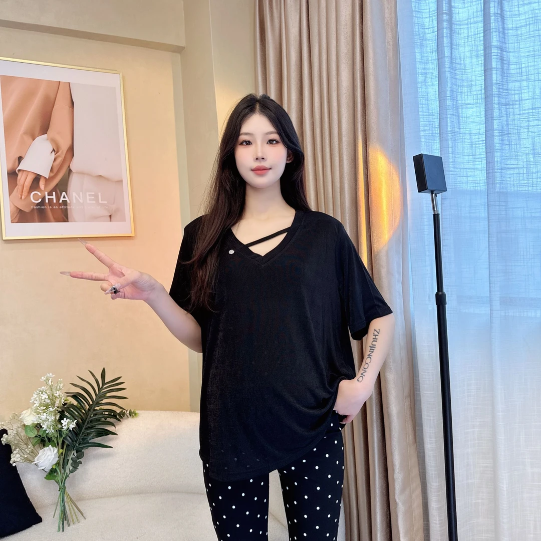 【破价清】冰凉垂感透气夏季孕妇装休闲宽松V领短袖上衣百搭T恤