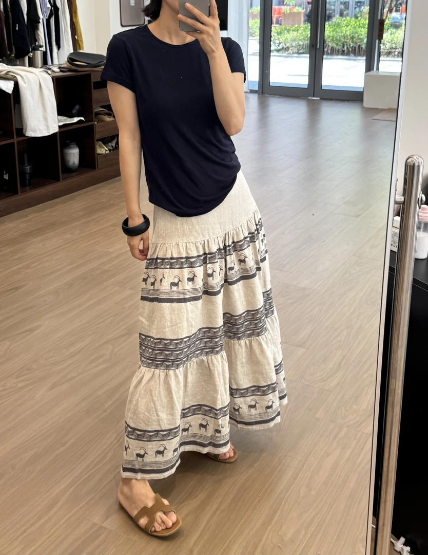 松弛百搭，印花长裙夏日半身裙