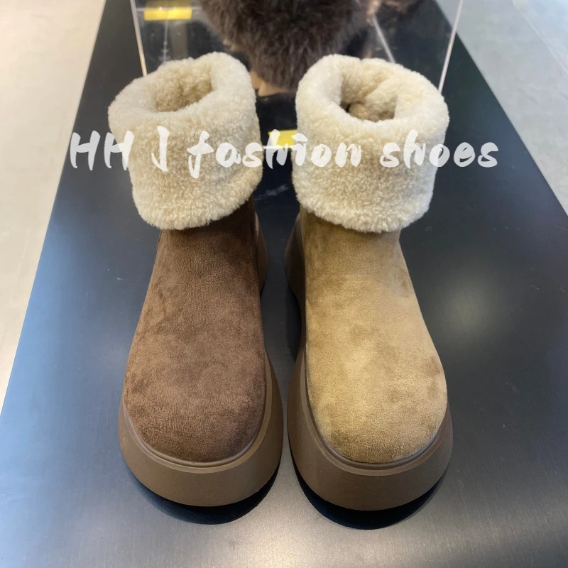 中筒棉鞋雪地靴2025冬季新款加绒加厚底马丁靴复古中筒保暖女鞋潮